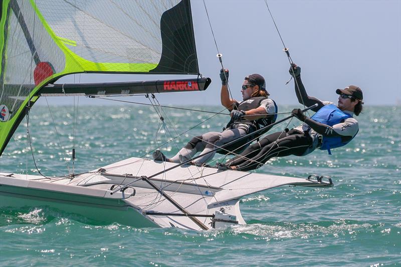 Logan Beck and Oscar Gunn - Day 1, Oceanbridge NZL Sailing Regatta, February 1, 2019 photo copyright Michael Brown, Yachting New Zealand taken at Yachting New Zealand and featuring the 49er class