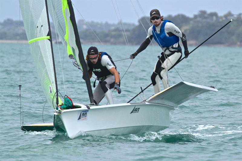 Logan Dunning-Beck and Oscar Gunn - 49er Oceanbridge NZL Sailing Regatta - Day 2 - February 2 photo copyright Richard Gladwell taken at Royal Akarana Yacht Club and featuring the 49er class