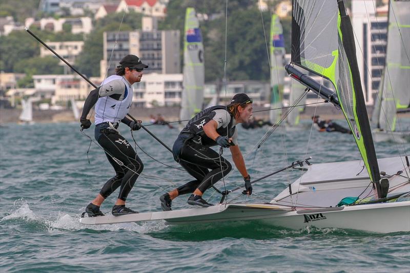 Logan Dunning-Beck and Oscar Gunn - 49er - Day 3 - Oceanbridge NZL Sailing Regatta, February 2019 - photo © Michael Brown, Yachting New Zealand