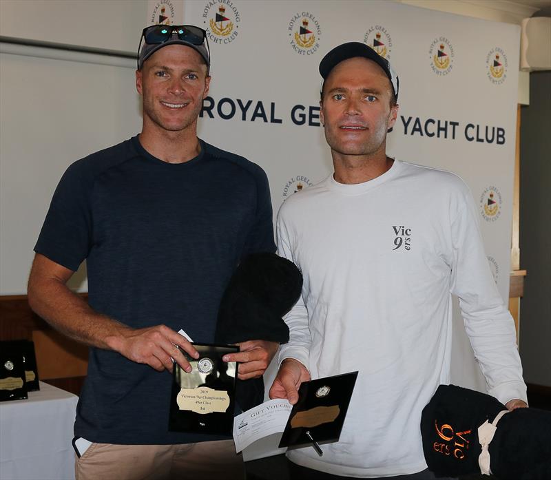 Winners of the 2019 49er Victorian Championship, Sam Phillips (L) with brother Will Phillips (R) photo copyright Alex McKinnon Photography taken at Royal Geelong Yacht Club and featuring the 49er class
