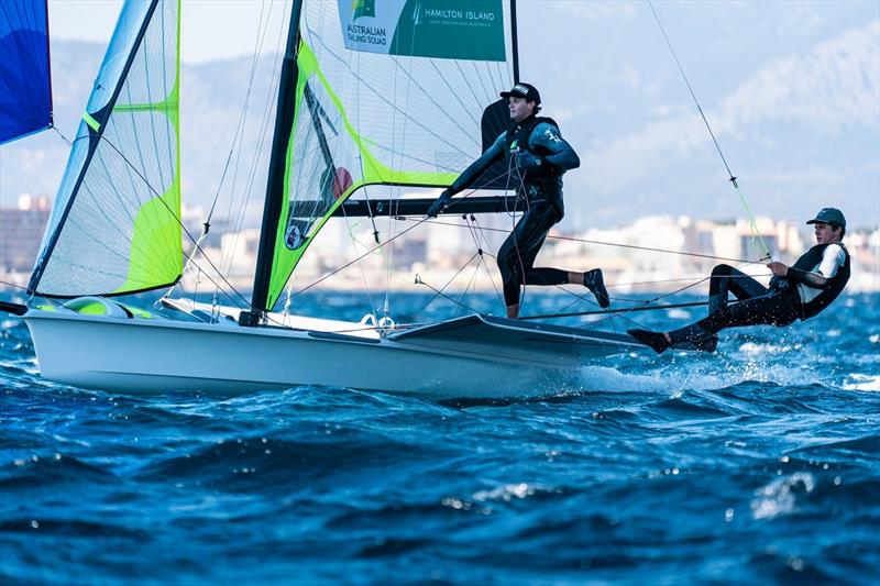 Tom Needham and Joel Turner training on the course area - Trofeo SAR Princesa Sofia Regatta photo copyright Beau Outteridge taken at Australian Sailing and featuring the 49er class