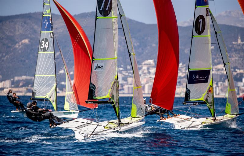 Josh Porebski and Trent Ripper cross Peter Burling and Blair Tuke - 49er - NZL Sailing Team - Trofeo Princesa Sofia Iberostar - Day 5 - April 5, 2019 photo copyright Sailing Energy taken at Real Club Náutico de Palma and featuring the 49er class