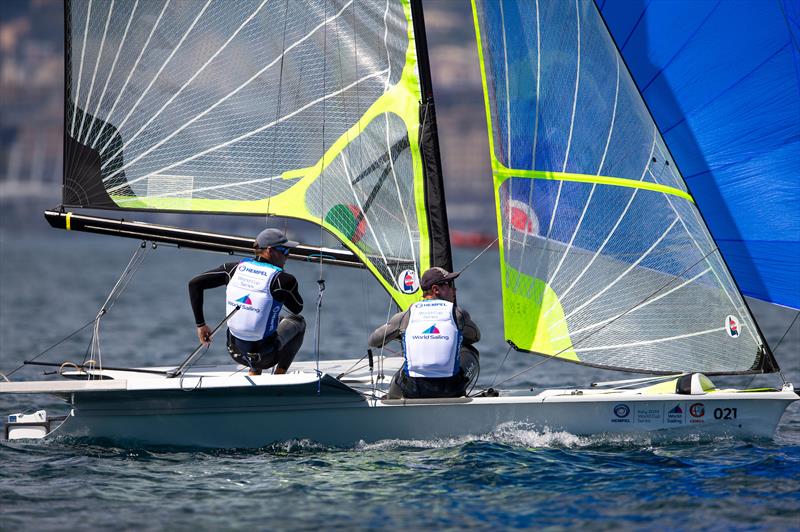 Isaac McHardie and William Mckenzie - 49er - NZL Sailing Team - 2019 Hempel World Cup Series, Genoa, April 2019 photo copyright Sailing Energy taken at Yacht Club Italiano and featuring the 49er class