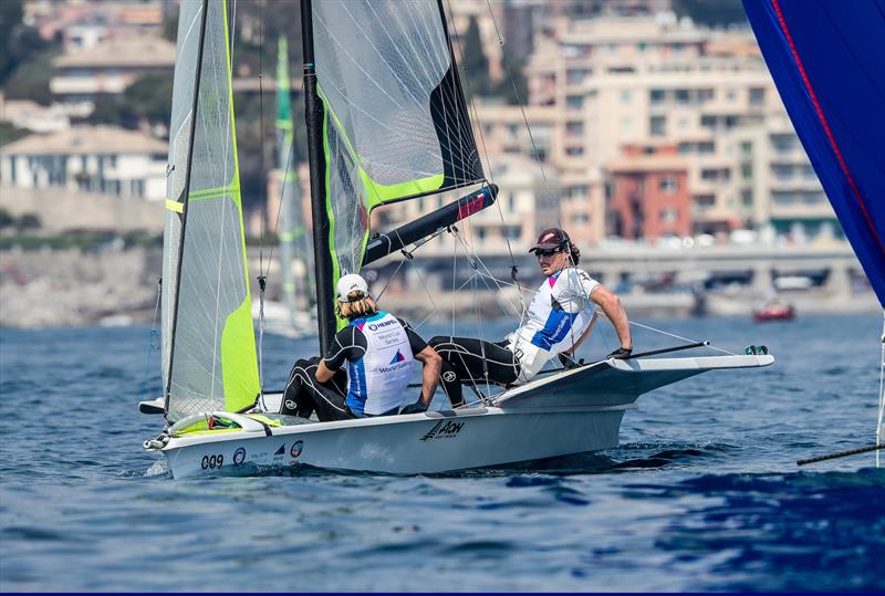 Logan Dunning Beck and Oscar Gunn- NZL - Hempel Sailing World Cup - Genoa - April 2019 photo copyright Jesus Renedo / Sailing Energy taken at Yacht Club Italiano and featuring the 49er class