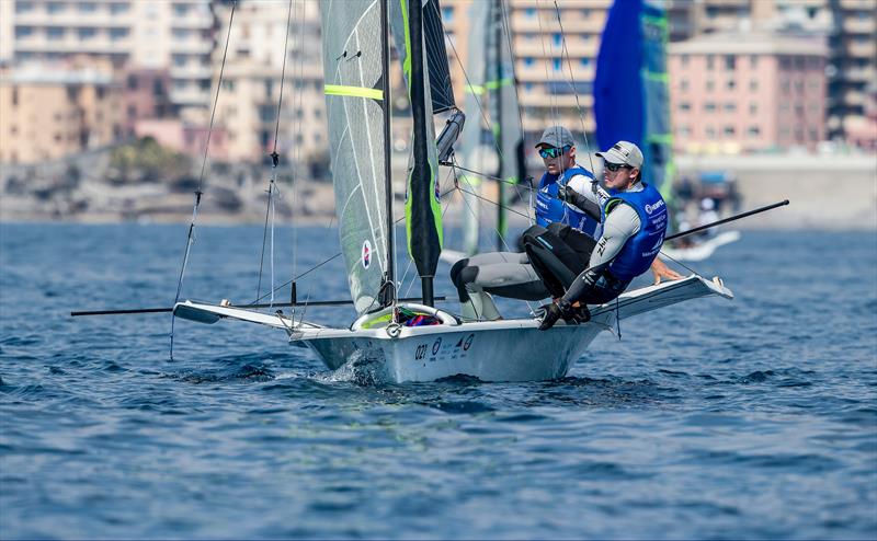 Isaac McHardie and William McKenzie - NZL - Hempel Sailing World Cup - Genoa - April 2019 photo copyright Jesus Renedo / Sailing Energy taken at Yacht Club Italiano and featuring the 49er class