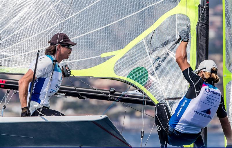 Logan Dunning Beck and Oscar Gunn - NZL - Hempel Sailing World Cup - Genoa - April 2019 - photo © Jesus Renedo / Sailing Energy