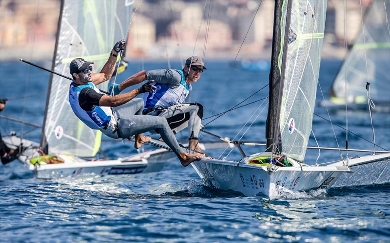 Peter Burling and Blair Tuke - 49er - NZL- Day 4 - Hempel Sailing World Cup - Genoa - April 2019 - photo © Jesus Renedo / Sailing Energy