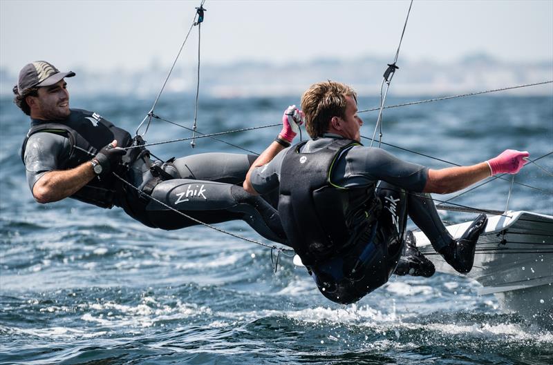  Logan Dunning Beck and Oscar Gunn (NZL) - 49er European Championship - Weymouth - Day 3 - photo © Drew Malcolm