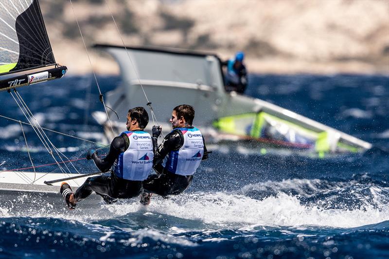 Hempel World Cup Series Final day 2 in Marseille, France photo copyright Sailing Energy / World Sailing taken at  and featuring the 49er class