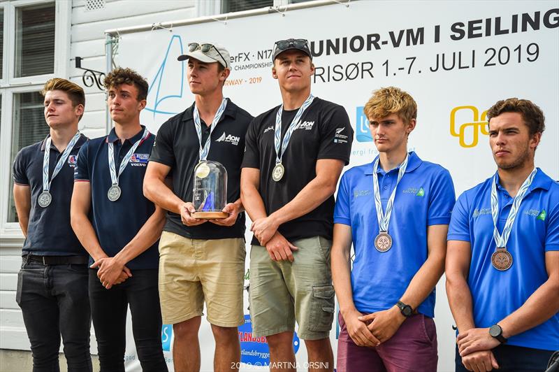 Isaac McHardie and William McKenzie - NZL - 49er Junior World Champions, Risor, Norway - July 2019 - photo © Martina Orsini