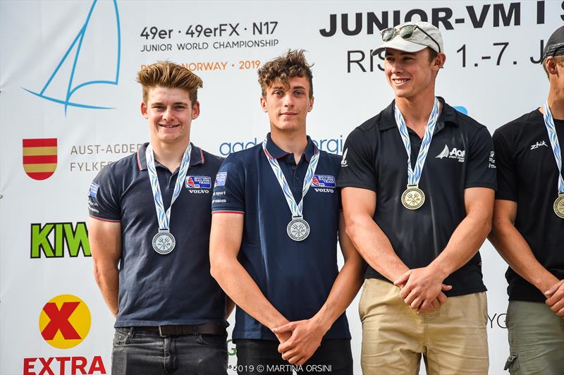 British Sailing Team young guns James Grummett and Dan Budden win silver at the 49er Junior World Championships photo copyright Martina Orsini taken at  and featuring the 49er class