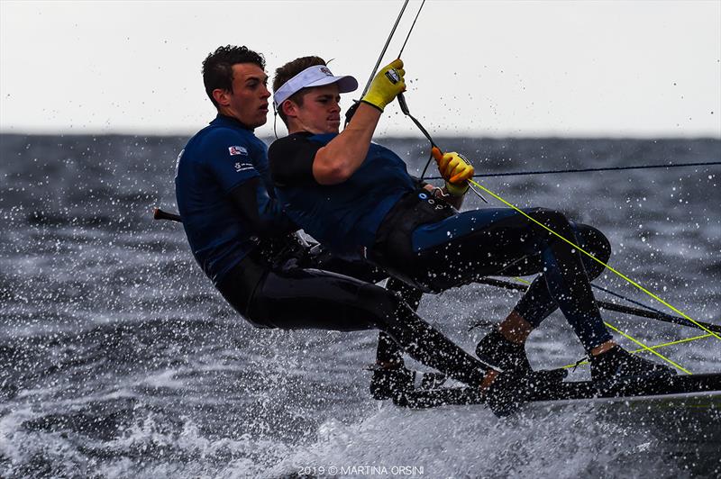 British Sailing Team young guns James Grummett and Dan Budden win silver at the 49er Junior World Championships photo copyright Martina Orsini taken at  and featuring the 49er class