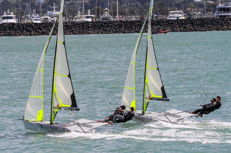 49er cews training ahead of the 4019 49er Worlds, Auckland , December 3-8, 2019 photo copyright Richard Gladwell / Sail-World.com taken at Royal Akarana Yacht Club and featuring the 49er class