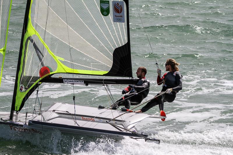 Dutch 49er crew training ahead of the 4019 49er Worlds, Auckland , December 3-8, 2019 photo copyright Richard Gladwell / Sail-World.com taken at Royal Akarana Yacht Club and featuring the 49er class