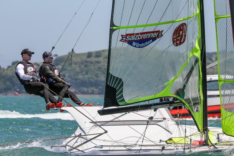 49er - Hyundai World Championships, Oceania Championship, Day 1, November 27, 2019, Royal Akarana Yacht Club photo copyright Richard Gladwell / Sail-World.com taken at Royal Akarana Yacht Club and featuring the 49er class