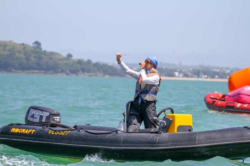 Measuring the breeze the traditional way - 49er - Hyundai World Championships, Oceania Championship, Day 1, November 27, 2019, Royal Akarana Yacht Club photo copyright Richard Gladwell / Sail-World.com taken at Royal Akarana Yacht Club and featuring the 49er class