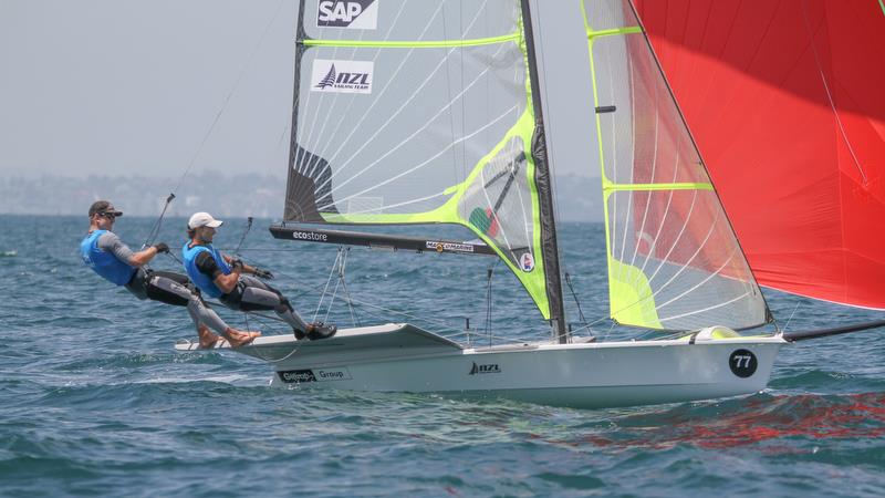 Peter Burling and Blair Tuke - 49er - Hyundai Worlds - Day 3 , December 5, , Auckland NZ photo copyright Richard Gladwell taken at Royal Akarana Yacht Club and featuring the 49er class