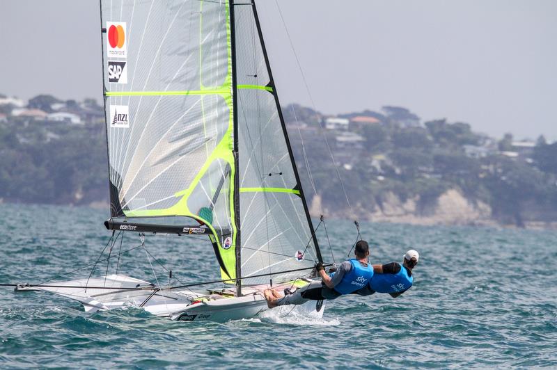 Peter Burling and Blair Tuke - 49er - Hyundai Worlds - Day 3 , December 5, , Auckland NZ photo copyright Richard Gladwell taken at Royal Akarana Yacht Club and featuring the 49er class