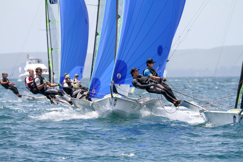 49er - Hyundai Worlds - Day 3 , December 5, , Auckland NZ photo copyright Richard Gladwell taken at Royal Akarana Yacht Club and featuring the 49er class