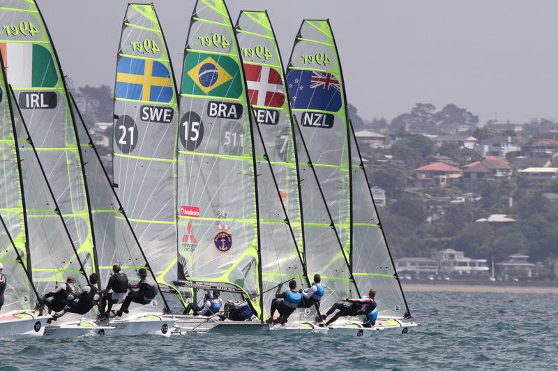 49er - Hyundai Worlds - Day 3 , December 5, , Auckland NZ photo copyright Richard Gladwell taken at Royal Akarana Yacht Club and featuring the 49er class