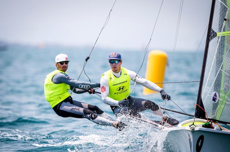 Erik Heil and Thomas Ploessel - 2019 Hyundai 49er, 49erFX and Nacra 17 Worlds day 4 photo copyright Jesus Renedo / Sailing Energy taken at  and featuring the 49er class