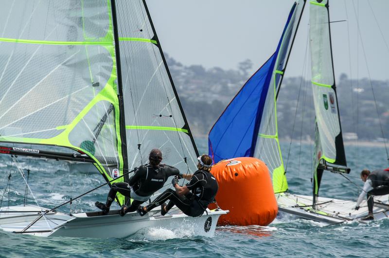 Logan Dunning Beck & Oscar Gunn (NZL) - 49er - Hyundai Worlds - Day 4 , December 6, , Auckland NZ photo copyright Richard Gladwell / Sail-World.com taken at Royal Akarana Yacht Club and featuring the 49er class