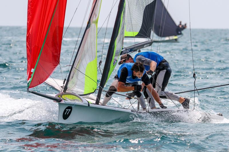 49er - Hyundai Worlds - Day 4, December 6, 2019, Auckland NZ photo copyright Richard Gladwell / Sail-World.com taken at Royal Akarana Yacht Club and featuring the 49er class