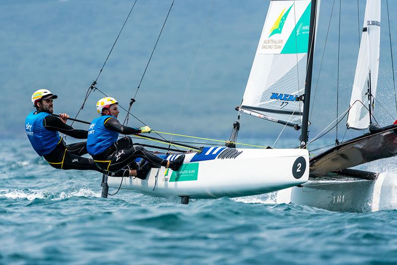 Jason Waterhouse and Lisa Darmanin - 2019 Hyundai 49er, 49erFX and Nacra 17 World Championships photo copyright Beau Outteridge taken at Royal Akarana Yacht Club and featuring the 49er class