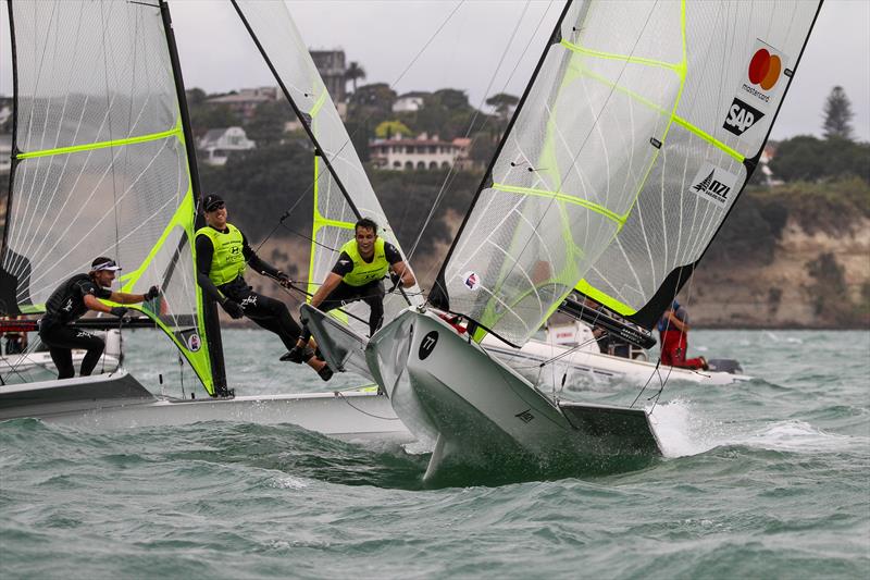 Peter Burling and Blair Tuke after their win - 49er Worlds, - Day 6 - Auckland , December 3-8, photo copyright Richard Gladwell, Sail-World.com / nz taken at Royal Akarana Yacht Club and featuring the 49er class