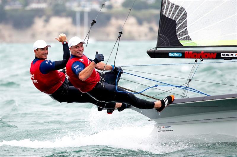 Dylan Fletcher and Stuart Bithell - 2019 49er, 49erFX and Nacra 17 Worlds final day photo copyright Pedro Martinez / Sailing Energy taken at Royal Akarana Yacht Club and featuring the 49er class