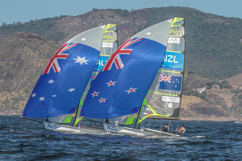49er Rio Olympics - Burling and Tuke (NZL) with Outteridge and Jensen (AUS) - NZSailGP team will come up against several old rivals in SailGP photo copyright Richard Gladwell / Sail-World.com taken at Iate Clube do Rio de Janeiro and featuring the 49er class