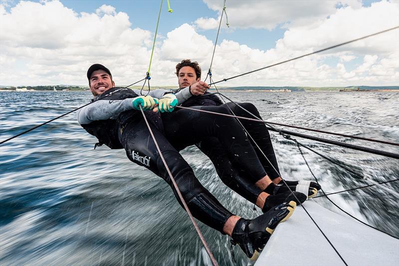 Shaun Connor and Jim Colley on their 49er - photo © Drew Malcolm