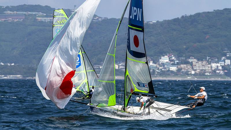 Tokyo2020 - Day 4 - July, 28, - Enoshima, Japan. Leo Takahashi and Ibuki Koizumi - 49er - photo copyright Richard Gladwell - Sail-World.com / nz taken at  and featuring the 49er class