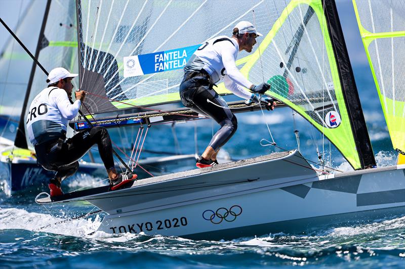 CRO 49er team on Tokyo 2020 Olympic Sailing Competition Day 5 photo copyright Sailing Energy / World Sailing taken at  and featuring the 49er class