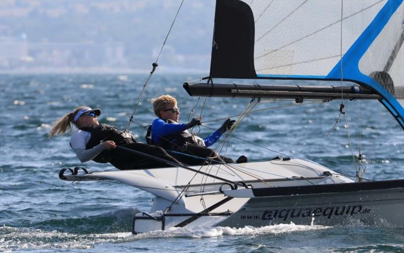 Lara Granier with Amilie Riou (FRA)  photo copyright Nikos Pantis taken at  and featuring the 49er class