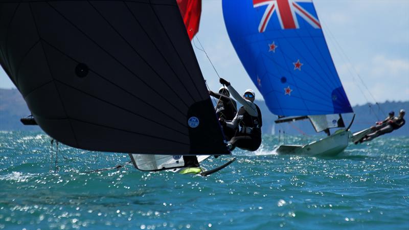 49er -  Day 2 - Oceanbridge NZL Sailing Regatta - Takapuna BC February 18, 2022 - photo © Richard Gladwell / Sail-World.com/nz