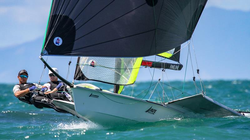 Isaac McHardie and William Mckenzie competing in the 49er class on Day 2 - Oceanbridge NZL Sailing Regatta - Takapuna BC February 18, 2022 - photo © Richard Gladwell / Sail-World.com / nz