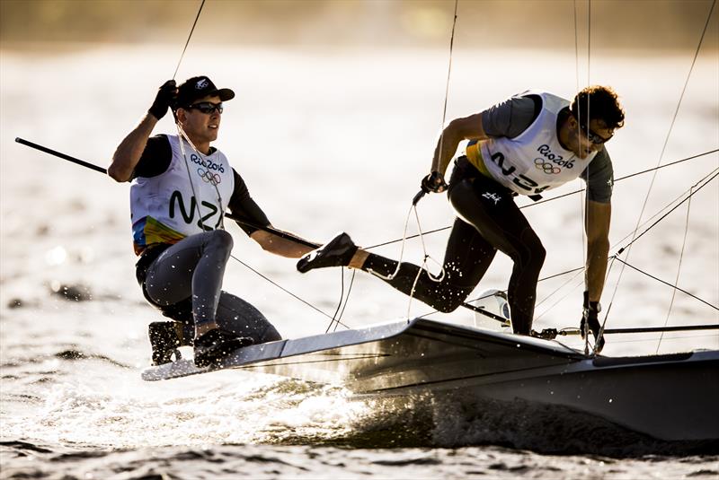 Peter Burling and Blair Tuke on their way to winnning the Gold medal celebrate winning silver in the Men's 49er Sailing, Rio 2016  photo copyright Sailing Energy taken at Iate Clube do Rio de Janeiro and featuring the 49er class