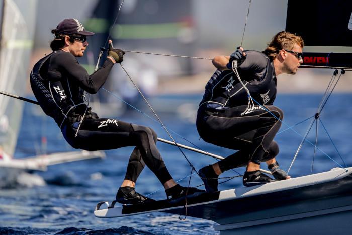 Logan Dunning Beck and Oscar Gunn - 49er - NZL Sailing Team -  - Day 2 - 53rd Semaine Olympique Francais, Hyeres - April 2022 photo copyright Sailing Energy / FFVOILE taken at  and featuring the 49er class