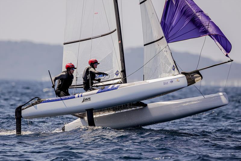 Micah Wilkinson & Erica Dawson (NZL) - Nacra 17 - NZL Sailing Team - Semaine Olympique Française de Hyères - April 2022 - photo © Sailing Energy/FFVoile
