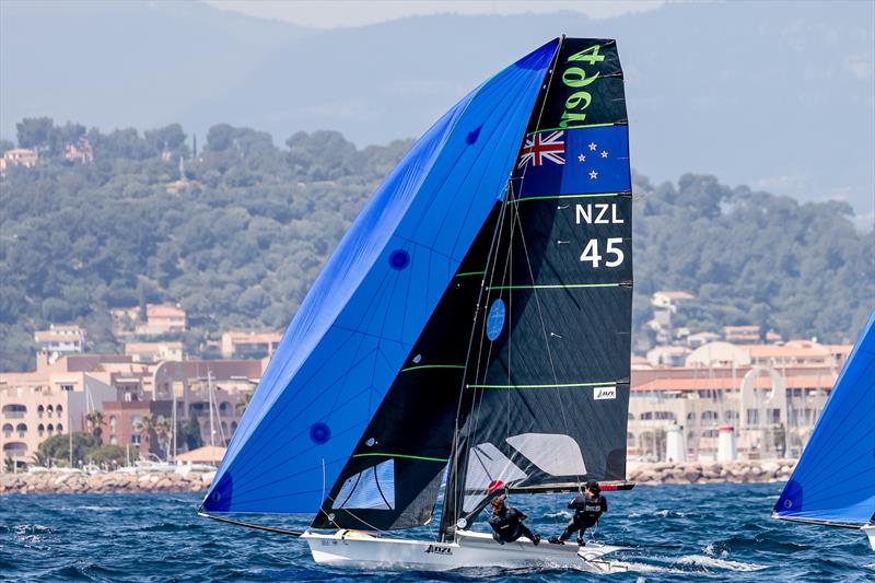 Logan Dunning Beck & Oscar Gunn (NZL) - 49er - NZL Sailing Team - Semaine Olympique Française de Hyères - April 2022 photo copyright Sailing Energy/FFVoile taken at  and featuring the 49er class