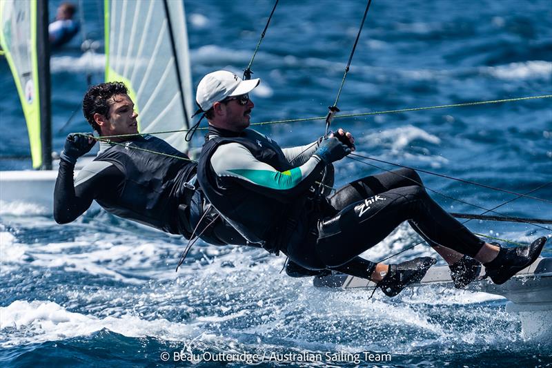 Jim Colley and Shaun Connor - French Olympic Week photo copyright Beau Outteridge / Australian Sailing Team taken at  and featuring the 49er class
