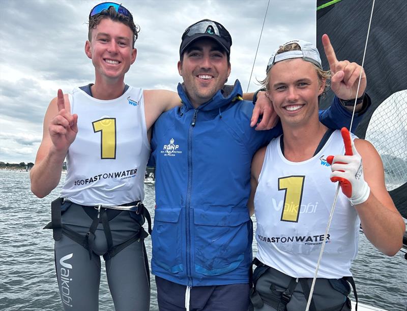 Jack Ferguson, coach Marc Chapon, and Jack Hilderbrand - photo © John Hilderbrand