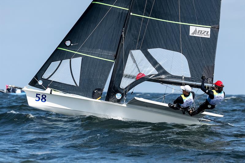 Campbell Stanton/William Shapland  - 49er - NZL - Day 2, 2023 Allianz Sailing World Championships, The Hague, August 12, 2023  - photo © Sailing Energy / World Sailing