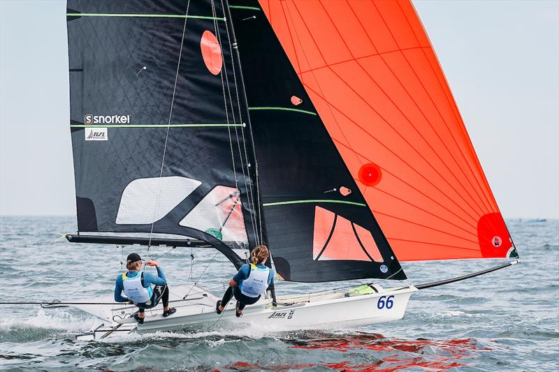 Sam Bacon/Cailen Rochford - 49er - NZL - Day 2, 2023 Allianz Sailing World Championships, The Hague, August 12, 2023  - photo © Sailing Energy / World Sailing