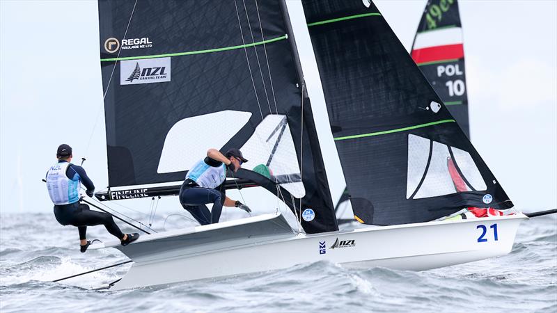 Isaac McHardie/Will McKenzie  - NZL - 49er -  Day 5, 2023 Allianz Sailing World Championships, The Hague, August 15, 2023  - photo © Sailing Energy / World Sailing