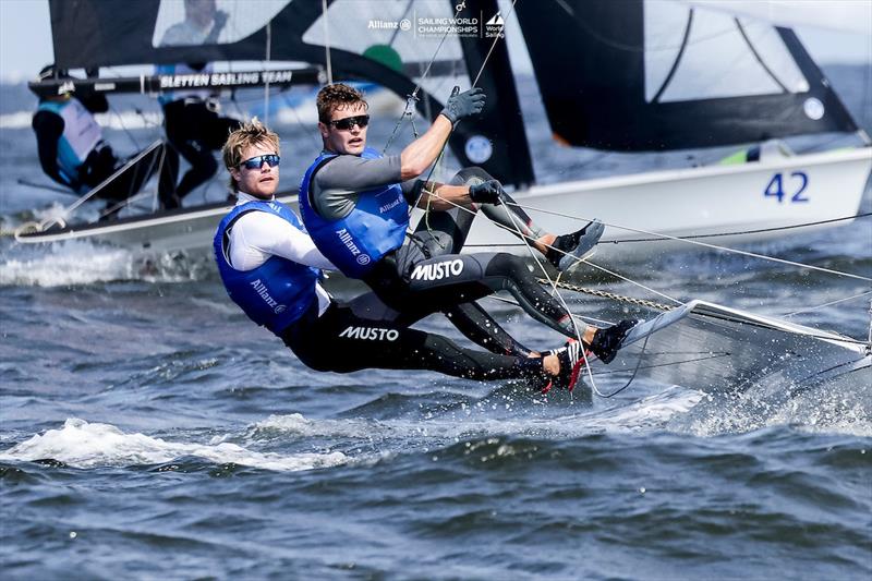 Lambriex and van de Werken win third straight World Championship photo copyright Sailing Energy / World Sailing taken at  and featuring the 49er class
