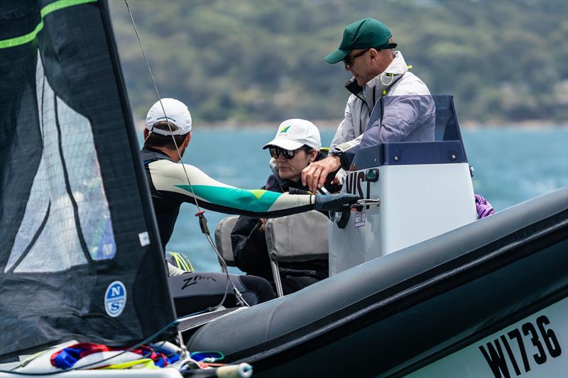 Sail Sydney Day 3: Australian Olympic Team Chef De Mission, Anna Meares visits the Australian Sailing Team photo copyright Beau Outteridge taken at Woollahra Sailing Club and featuring the 49er class