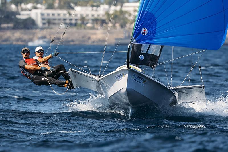 Diego Botín & Florian Trittel - ESP 74 won two races today - 49er and 49erFX World Championships 2024 photo copyright Sailing Energy / Lanzarote Sailing Center taken at Lanzarote Sailing Center and featuring the 49er class