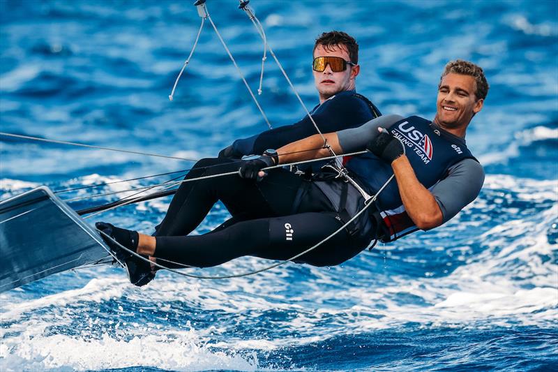 Andrew Mollerus & Ian MacDiarmid, US Sailing Team, US Sailing Team - 2024 49er and 49erFX Worlds photo copyright Sailing Energy taken at Lanzarote Sailing Center and featuring the 49er class